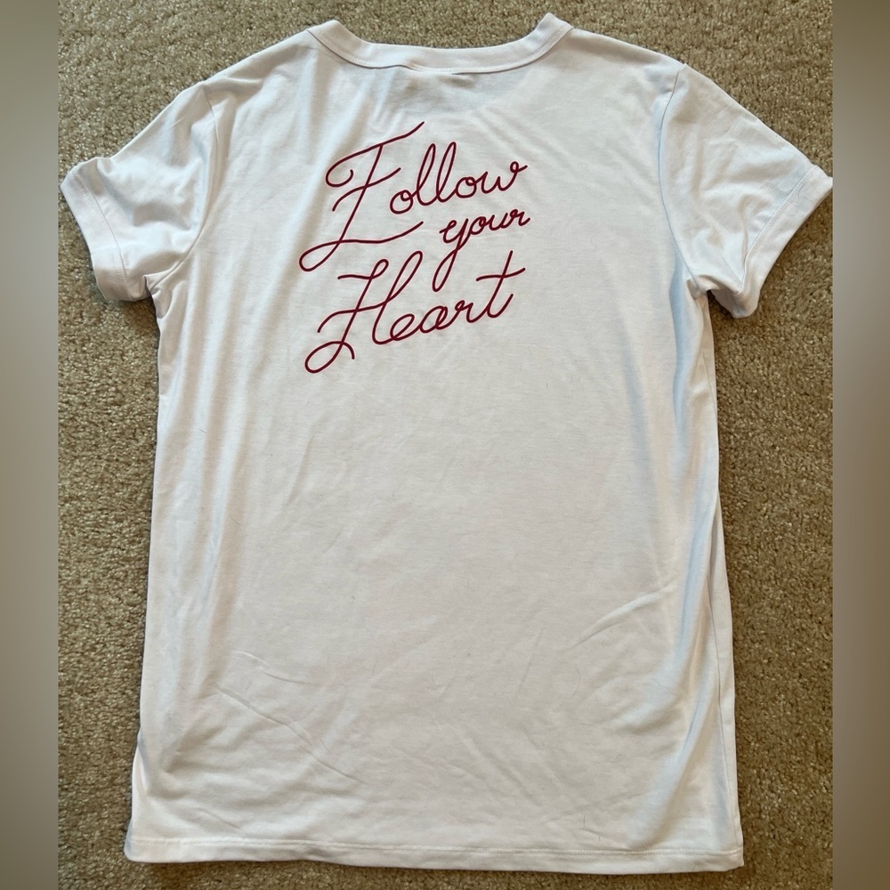 Lularoe liv tee shirt top white red heart follow your heart size medium short